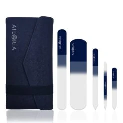 CONTOUR LUXE Glas-Nagelfeilenset In Dunkelblau