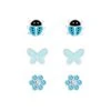 Ohrstecker-Set MARIENKÄFER, SCHMETTERLING, BLUME In 925 Sterling Silber, 6-tlg.