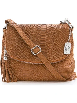 Leder-Umhängetasche "Elena" In Hellbraun - (B)28 X (H)20 X (T)8 Cm