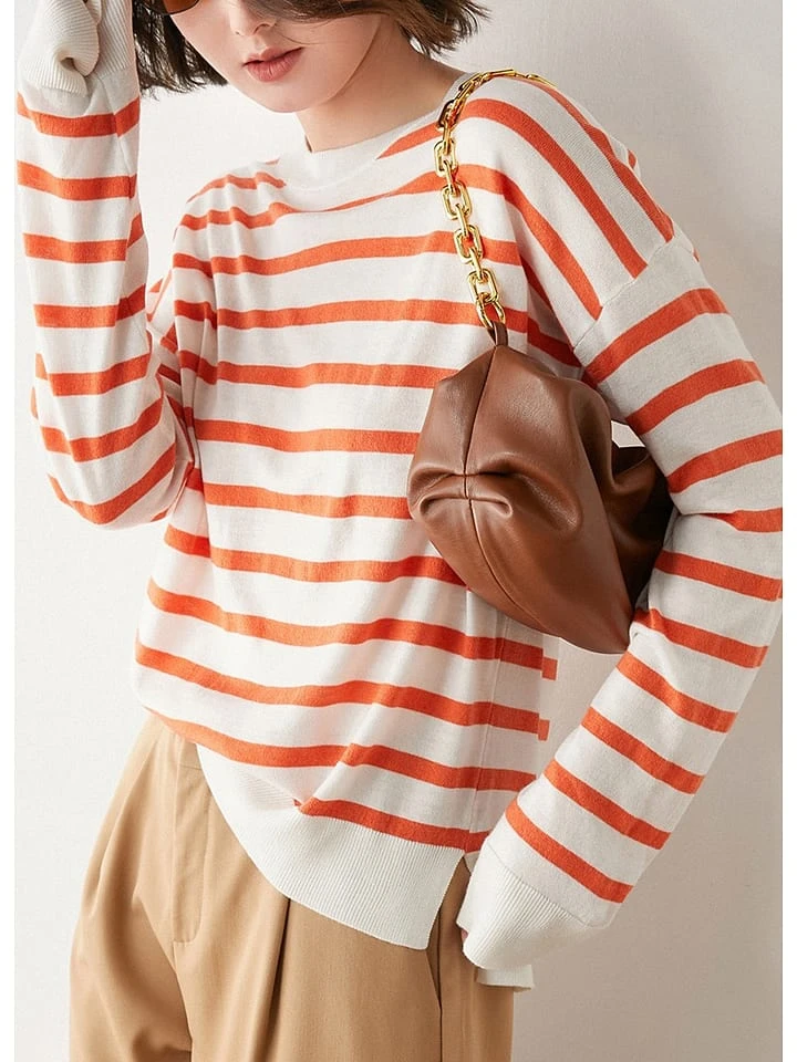 Pullover In Weiß/ Orange 2 Pullover In Weiß/ Orange – Bild 2