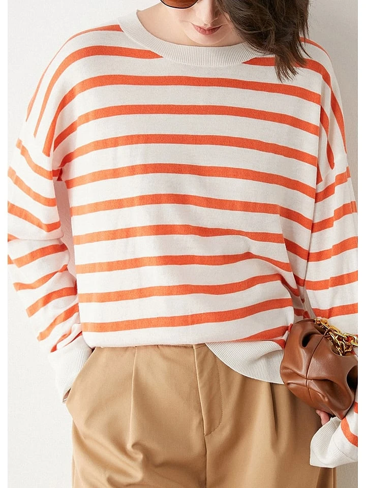 Pullover In Weiß/ Orange 1 Pullover In Weiß/ Orange