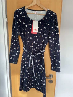 Blutsgeschwister Kleid "Très Charmeuse" In Dunkelblau/ Weiß