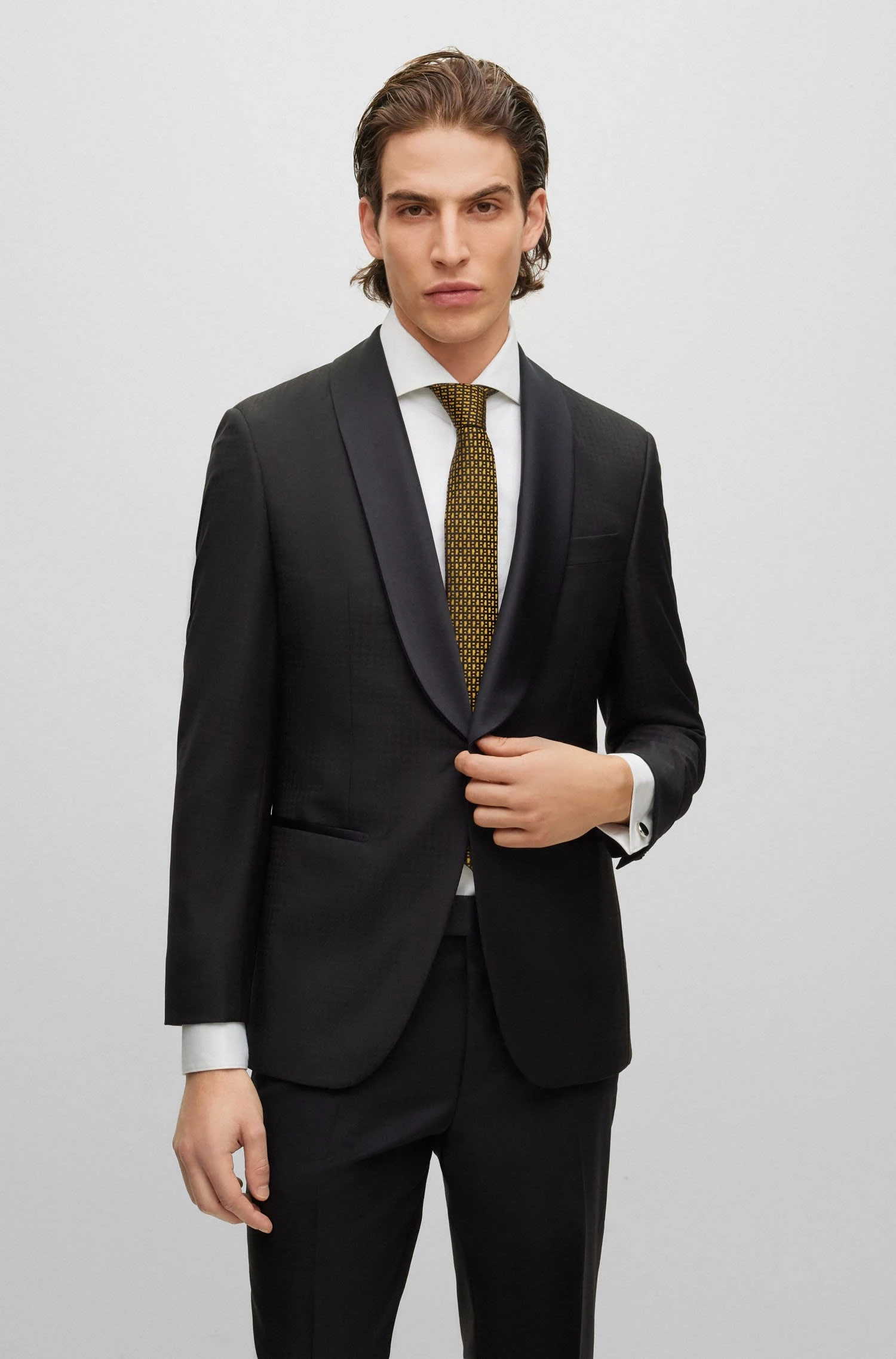 Boss Seidenkrawatte 'H-Tie' Gelb (710) 2 Boss Seidenkrawatte 'H-Tie' Gelb (710) – Bild 2