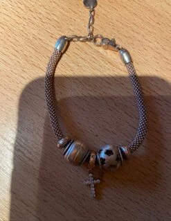 Beschicht. Silber-Armband Mit 3 Beads