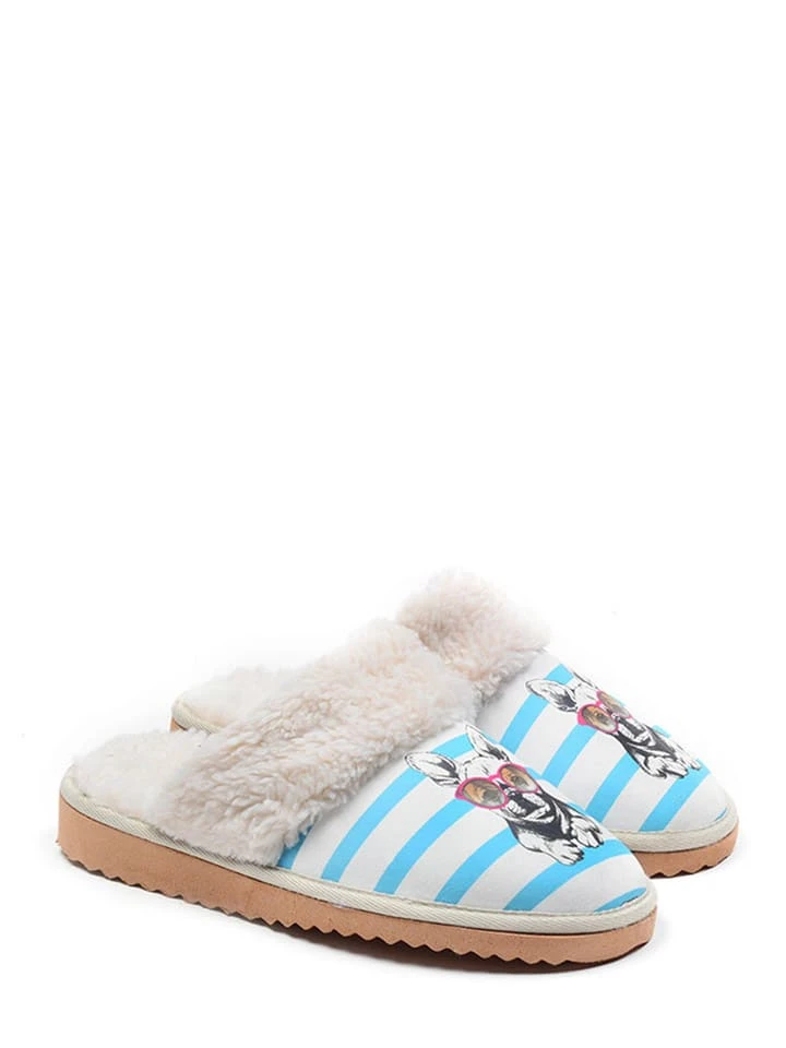 Hausschuhe In Weiß/ Blau/ Bunt 1 Hausschuhe In Weiß/ Blau/ Bunt
