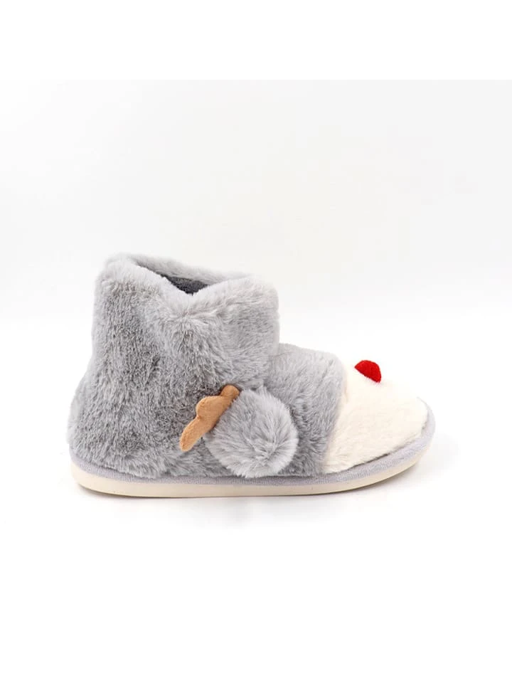 Hausschuhe In Hellgrau/ Creme 2 Hausschuhe In Hellgrau/ Creme – Bild 2