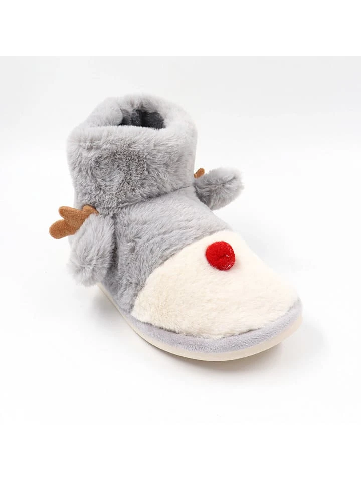 Hausschuhe In Hellgrau/ Creme 3 Hausschuhe In Hellgrau/ Creme – Bild 3