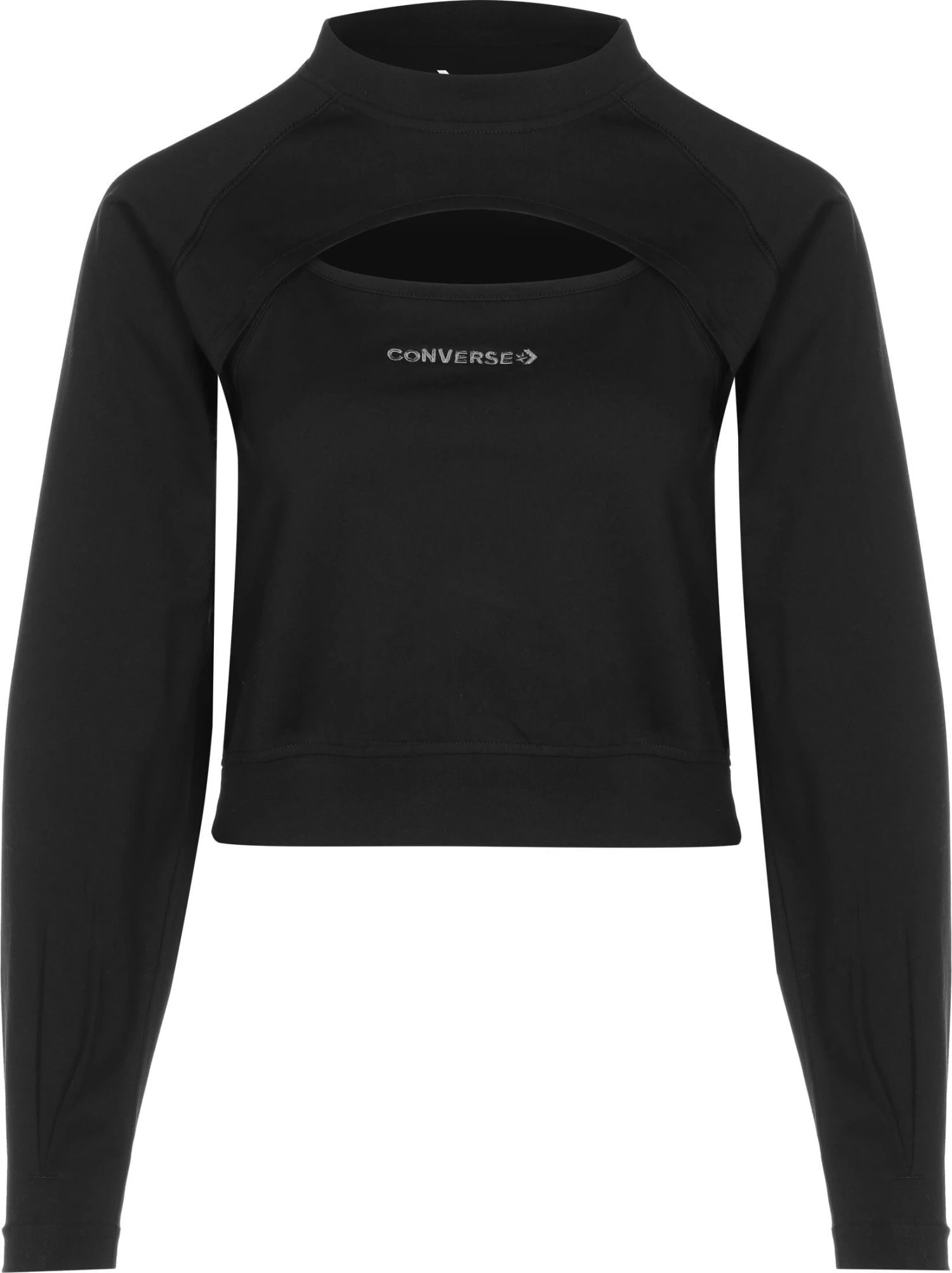 Converse Sweater Satin Jersey Cut Out In Black 1 Converse Sweater Satin Jersey Cut Out In Black
