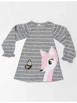 Kleid "Gazelle&Butterfly" In Grau/ Weiß -Limango Verkäufe denokids kleid gazelleandbutterfly in grau weiss 2