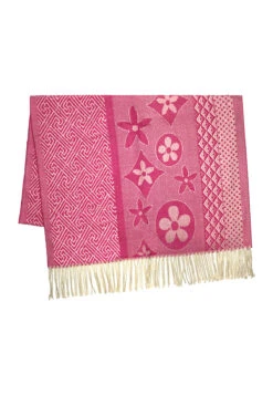 Weicher Wollschal Vintage Muster Halstuch In Pink