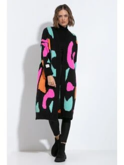 Cardigan In Schwarz/ Pink/ Türkis