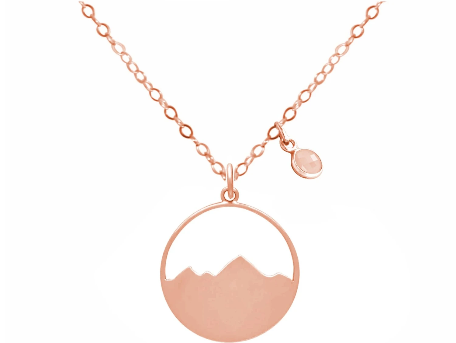 Gemshine Kette Mit Anhänger Alpin Gebirge Und Wald - Rosenquarz Silber Rose Vergoldet 3 Gemshine Kette Mit Anhänger Alpin Gebirge Und Wald - Rosenquarz Silber Rose Vergoldet – Bild 3