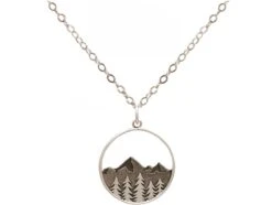 Gemshine Kette Mit Anhänger Alpin Gebirge Und Wald Silber