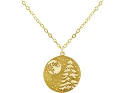 Gemshine Kette Mit Anhänger Winternacht Mit Vollmond Silber Vergoldet