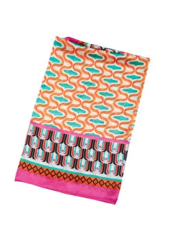 Schal In Orange/ Pink/ Türkis - (L)187 X (B)83 Cm