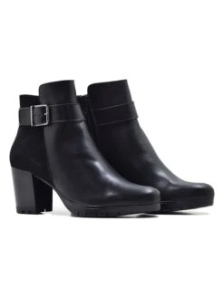 Leder-Stiefeletten In Schwarz
