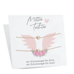Engel-Armbänder Für Mutter & Tochter Mit Geschenkkarte - Farbe: Rosegold