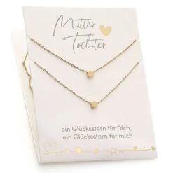 Stern-Halsketten Für Mutter & Tochter Mit Geschenkkarte - Farbe: Gold