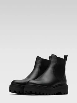 Leder-Chelsea-Boots In Schwarz