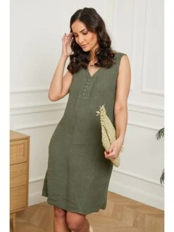 Leinen-Kleid In Oliv -Limango Verkäufe le monde du lin leinen kleid in oliv 1