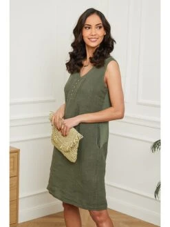 Leinen-Kleid In Oliv -Limango Verkäufe le monde du lin leinen kleid in oliv 2