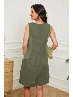 Leinen-Kleid In Oliv -Limango Verkäufe le monde du lin leinen kleid in oliv 3