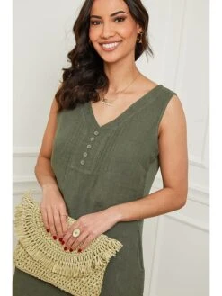 Leinen-Kleid In Oliv -Limango Verkäufe le monde du lin leinen kleid in oliv 4