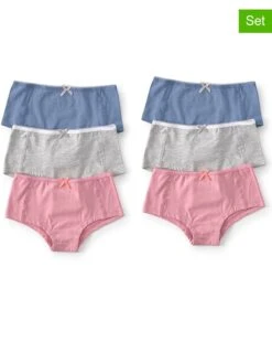 6er-Set: Slips In Pink/ Grau/ Blau