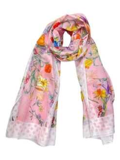 Seiden-Schal In Rosa/ Bunt - (L)190 X (B)110 Cm