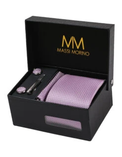 Krawatten-Set In Lila Kariert