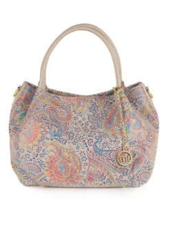 Leder-Henkeltasche "Gonfalone" In Creme/ Bunt - (B)24 X (H)21 X (T)13 Cm