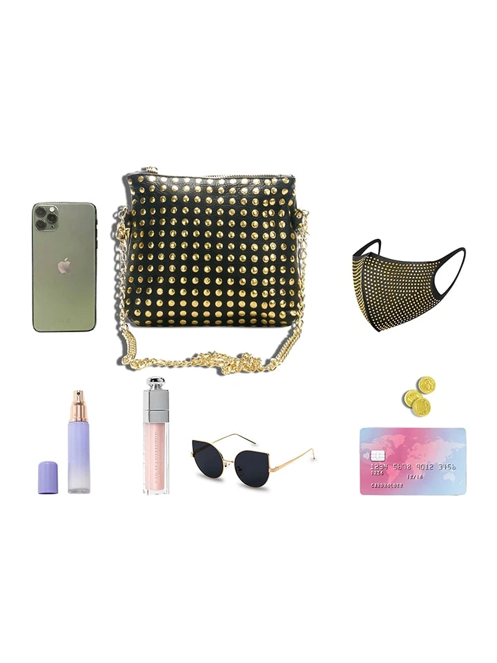 Leder-Umhängetasche "Ninfea" In Schwarz/ Gold - (B)20 X (H)22 X (T)2 Cm 6 Leder-Umhängetasche "Ninfea" In Schwarz/ Gold - (B)20 X (H)22 X (T)2 Cm – Bild 6