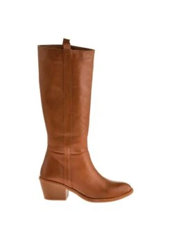 Leder-Stiefel In Hellbraun