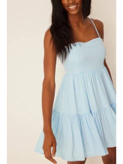 NA-KD Kleid In Hellblau/ Weiß