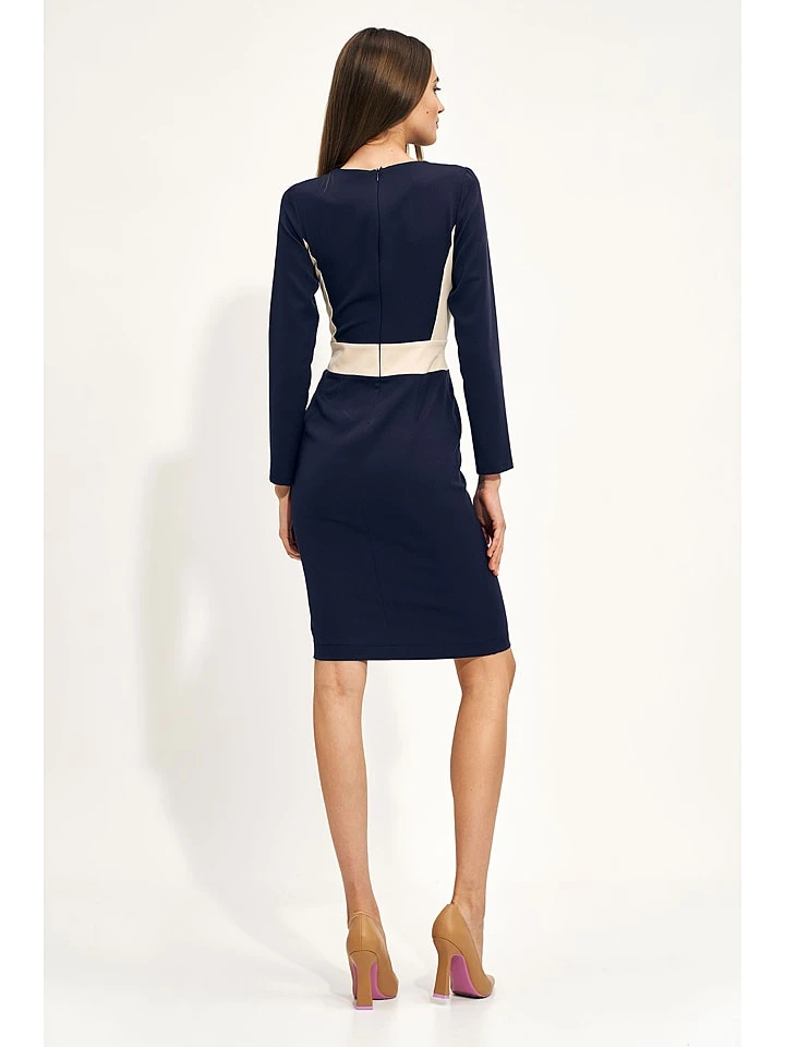 Kleid In Dunkelblau/ Creme 3 Kleid In Dunkelblau/ Creme – Bild 3