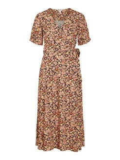 Object Kleid "Elin" In Orange/ Schwarz