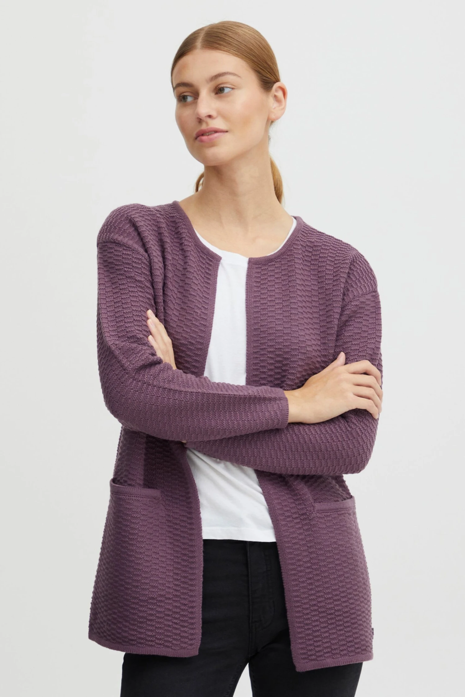 OXMO Cardigan In Lila 1 OXMO Cardigan In Lila