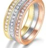 3er-Set: Ringe Mit Swarovski Kristallen
