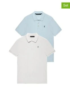POLO CLUB 2er-Set: Poloshirts In Hellblau/ Weiß