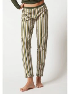 Skiny Pyjama-Hose In Grün/ Creme