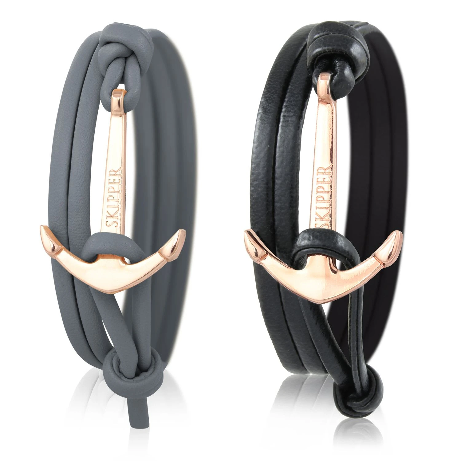 Anker-Armbänder Mit Einem Anker In Schwarz/Grau 1 Anker-Armbänder Mit Einem Anker In Schwarz/Grau