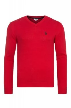U.S. Polo Assn. V-Neck Pullover In ROT