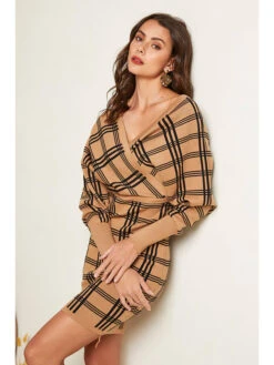 Kleid In Camel/ Schwarz -Limango Verkäufe unanyme georges rech kleid in camel schwarz 1