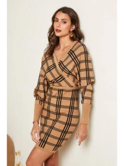 Kleid In Camel/ Schwarz