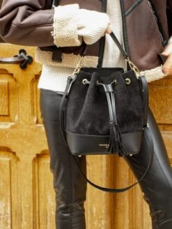 Leder-Henkeltasche "Livy" In Schwarz - (B)21,5 X (H)27 X (T)15 Cm